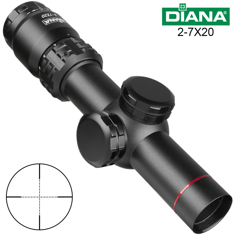 DIANA HD 2-7x20 прицел Mil Dot оптический прицел с прицельной сеткой прицел охотничьи прицелы Открытый тактический прицел для ружья для страйкбола пневматические пистолеты
