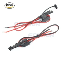 foxsur 2pcs motorcycles or snowmobiles battery charger sae charge cable sae quick disconnect plug to 12v ring terminal 15a fuse