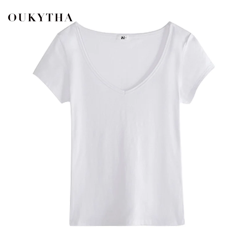 Oukytha 2018 новая летняя женская хлопковая футболка с коротким рукавом Базовая