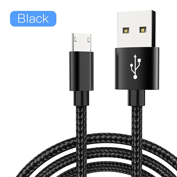 Black ACCEZZ нейлоновый Micro USB кабель для быстрой зарядки и передачи данных для samsung Xiaomi Redmi huawei htc Tablet Android мобильный телефон провод линия - Цвет: Black