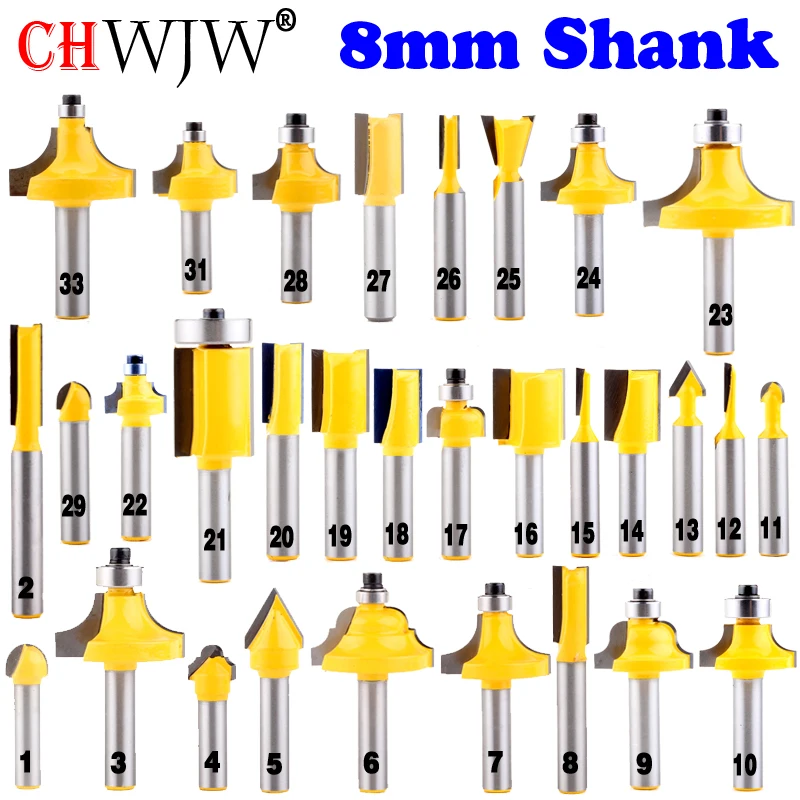 Концевая фреза CHWJW с хвостовиком 8 мм 1 шт.|tool milling|router bitwood router bits |