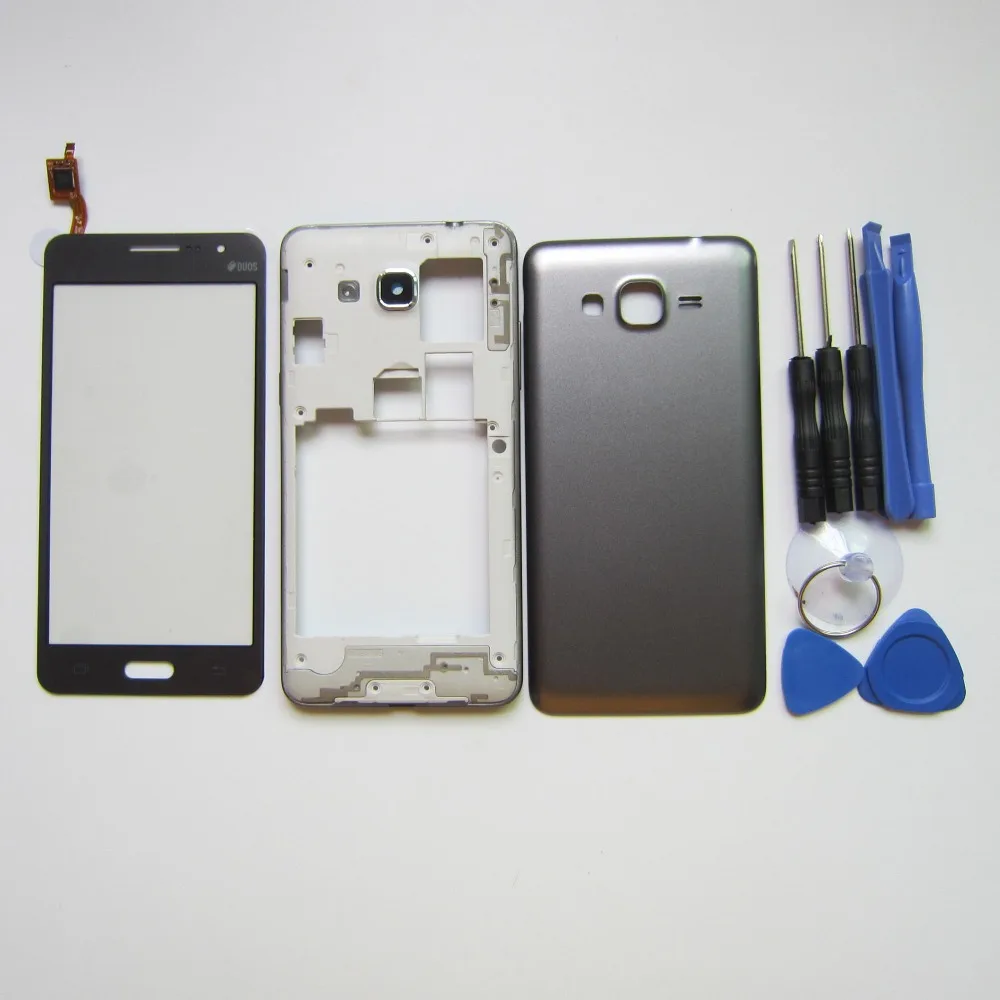 Для samsung Galaxy G530 полный корпус запасные части Grand Prime G530H сенсорный экран + средняя