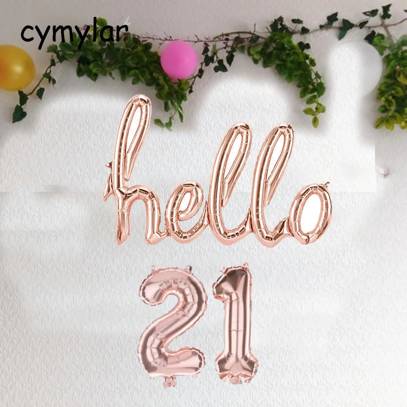 Hello 30 40 50 розовое золото скрипт фольги воздушный шар Hello Baby 30 воздушный шар номера 30th декор для вечеринки в честь Дня Рождения пол раскрывает детский душ