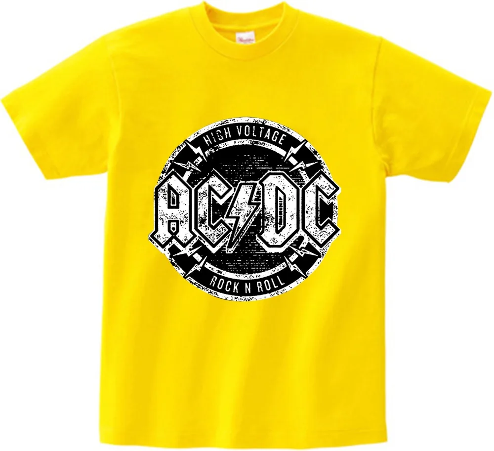 Футболка с принтом «Группа AC/DC Rock» для мальчиков и девочек, короткая футболка с круглым вырезом, топы с принтом «тяжелый металл», Детская футболка, От 3 до 8 лет NN