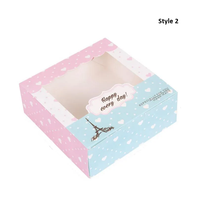 10 Pcs &quotHappy ever day&quot Small Cute Cake Egg Tart Cookie Baking boxes Foldable Biscuit Gift Packaging Box with Clear Window | Дом и сад