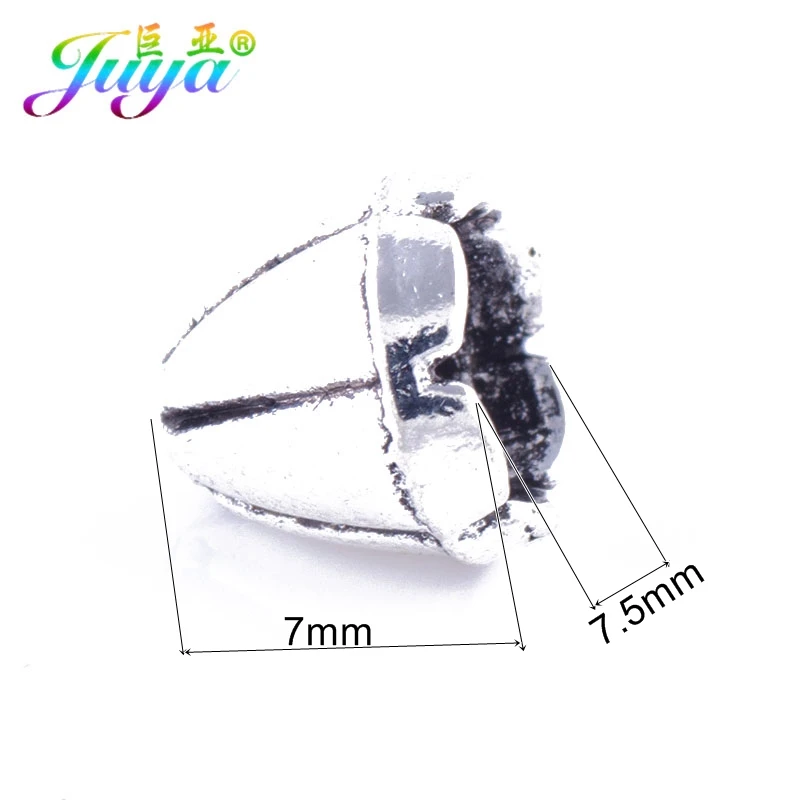 Серьги ручной работы из античного серебристого материала 7 мм колпачки для