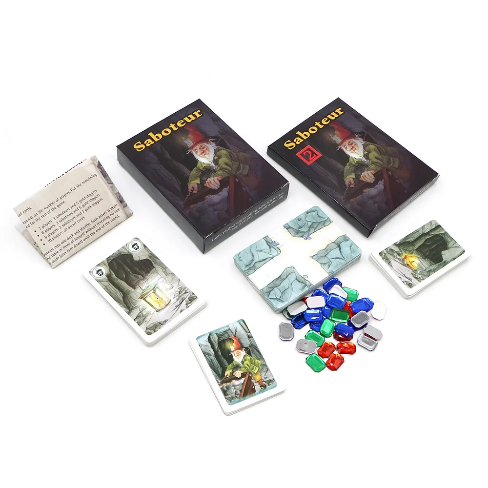 Saboteur 1 + 2 настольные игры полная английская база удлинитель карликовая игра для
