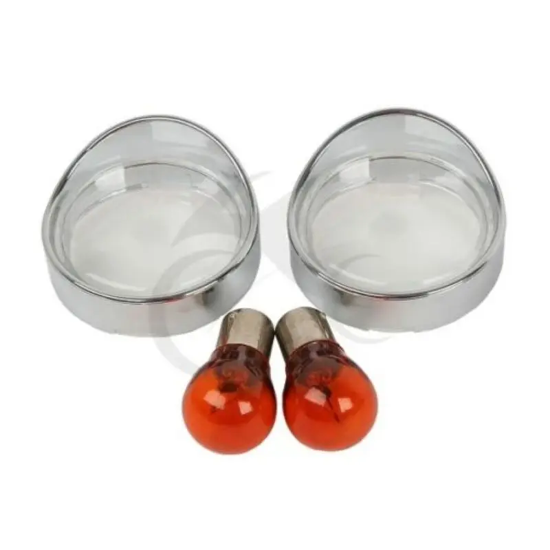 2x Orange/Clear/Smoke/Red Turn Signal Lens Cover Visor Style Ring + Bulb For Harley Dyna Softail Sportster Road King FLHX FLTRI |