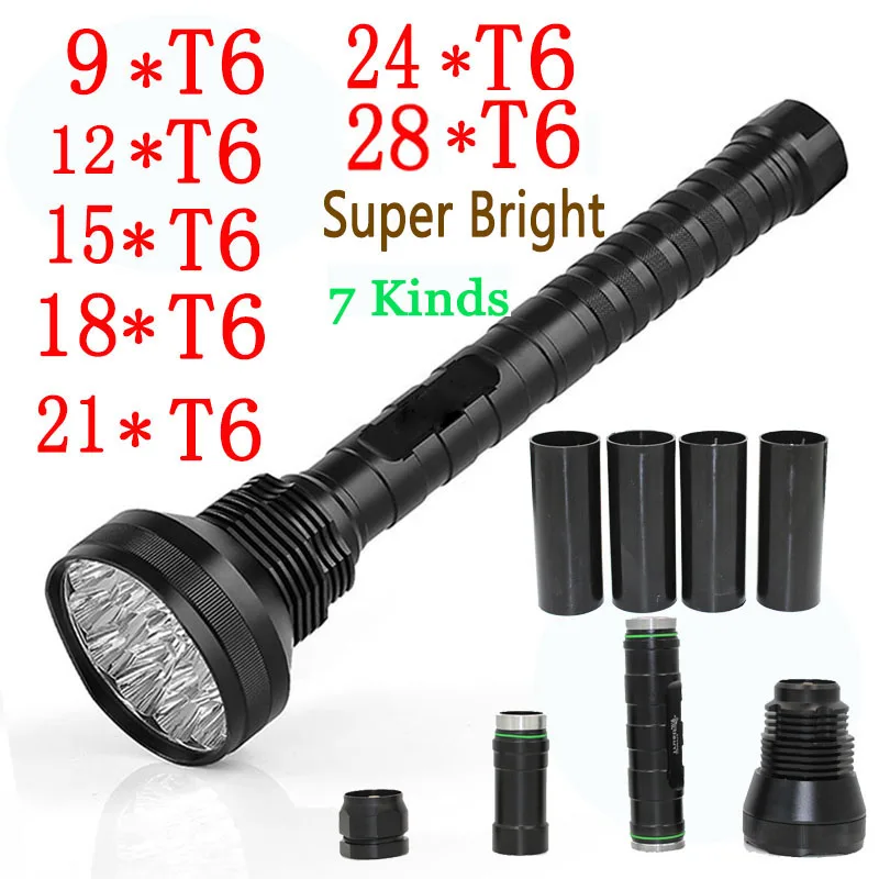 9 12 15 18 21 24 Led 28 x  XM-L T6 5 Modes LED Flashlight Tactical Torch Lamp lantern For self defense Emergency