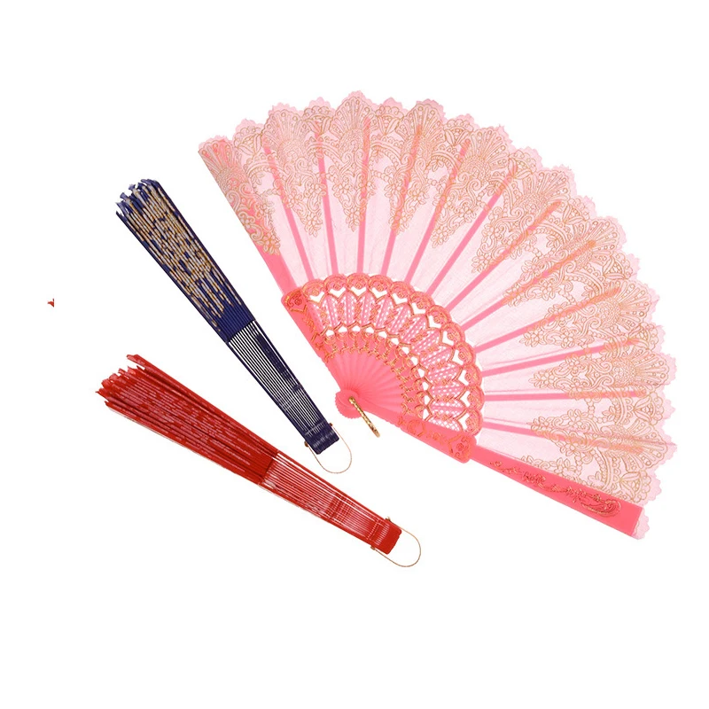 5 шт. Китайский Японский Ручной Веер винтажный пластиковый Шелковый кружевной