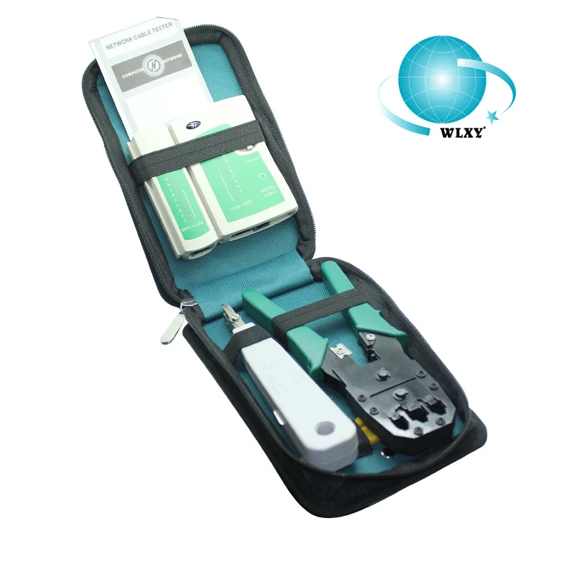 Сетевой тестер кабеля Ethernet RJ45 комплект Кримпер обжимной инструмент удар