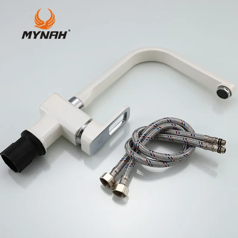 MYNAH Россия Бесплатная доставка белый кухонный кран раковина горячая и холодная