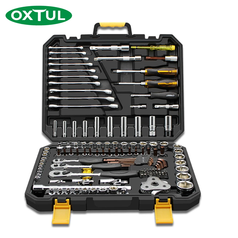 

OXTUL 140PCS Professional Mechanical Auto Car Repair Tools Set Socket Wrench Ratchet Screwdriver Household CR-V Steel Hand Tool