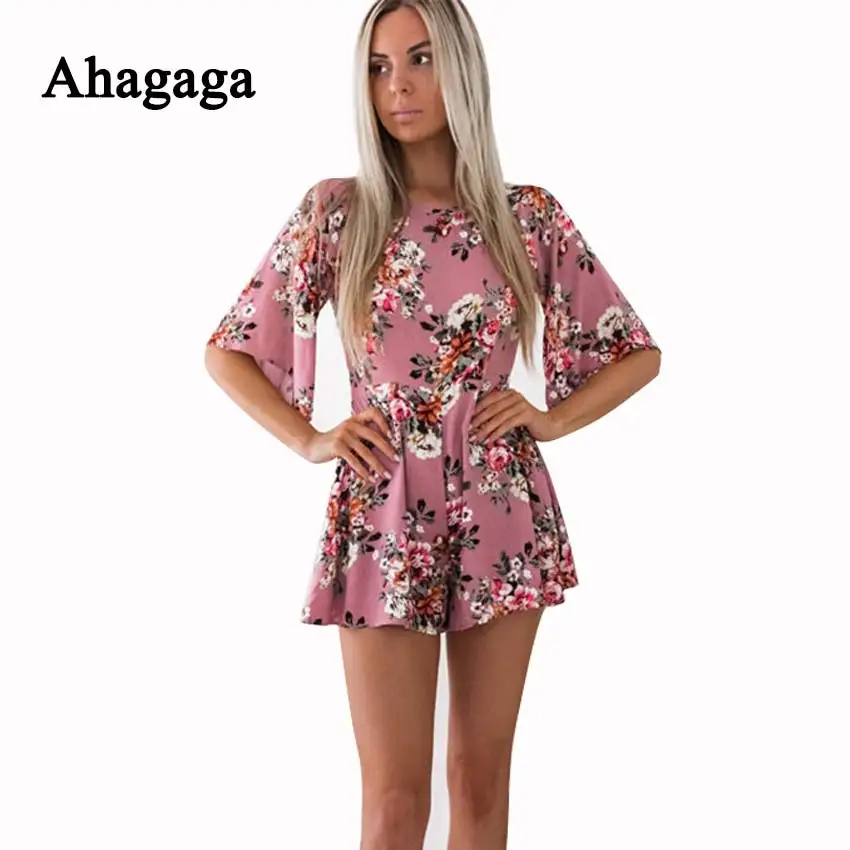 Ahagaga 2019 весенние Комбинезоны женские спортивные костюмы модные цветочные печати