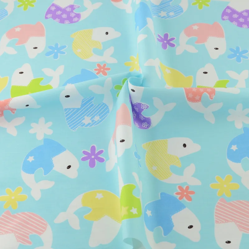 Teramila ткани синий Дельфин хлопок ткань лоскутное постельное белье ремесло