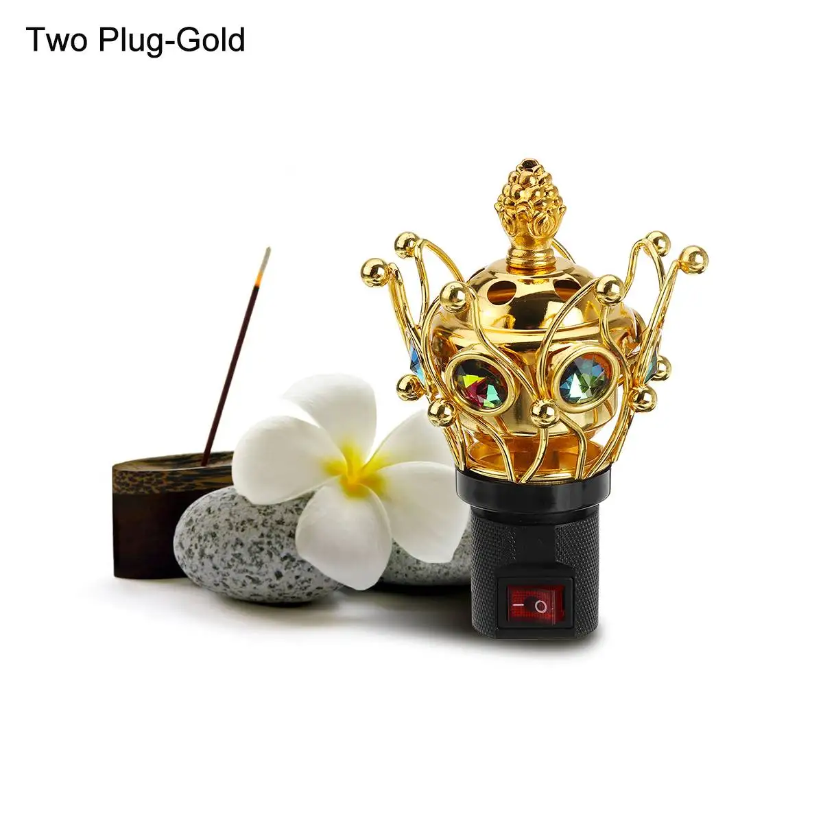 Eu plug gold MB-008 Wiht UK/EU портативная Мини электрическая горелка Bakhoor благовония металлические горелки квадратная перламутровая благовония электрическая горелка ладана - Цвет: Eu plug gold MB-008