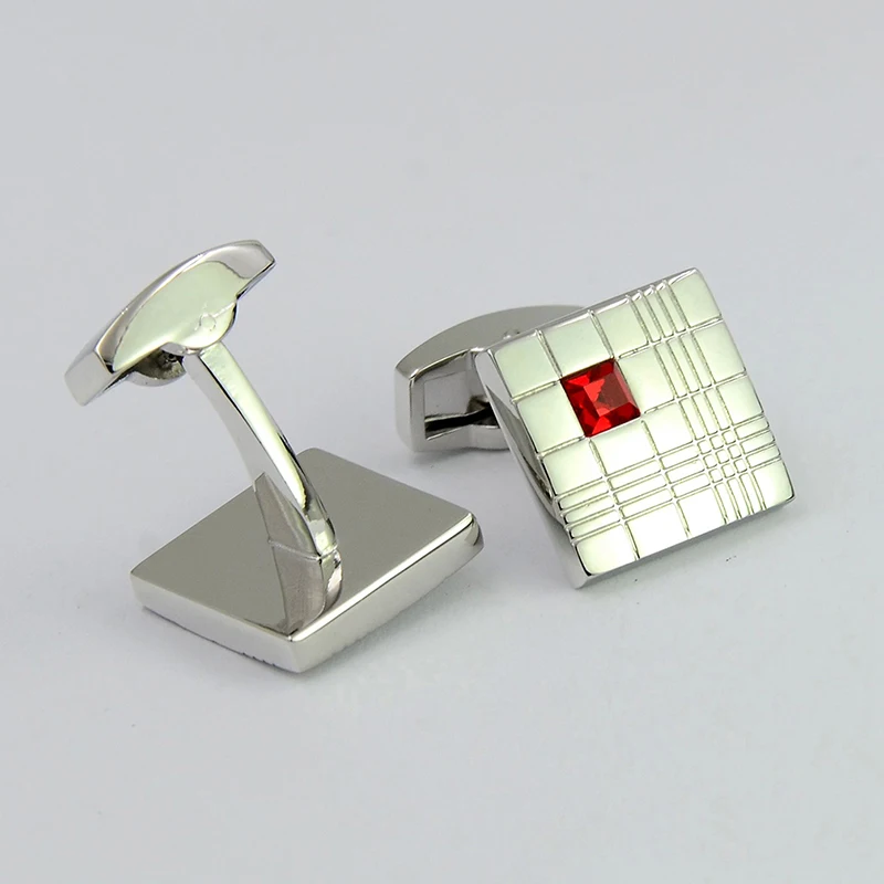 Посеребренный сетки Красный Кристалл Запонки стильный КИТ Вернуться запонки