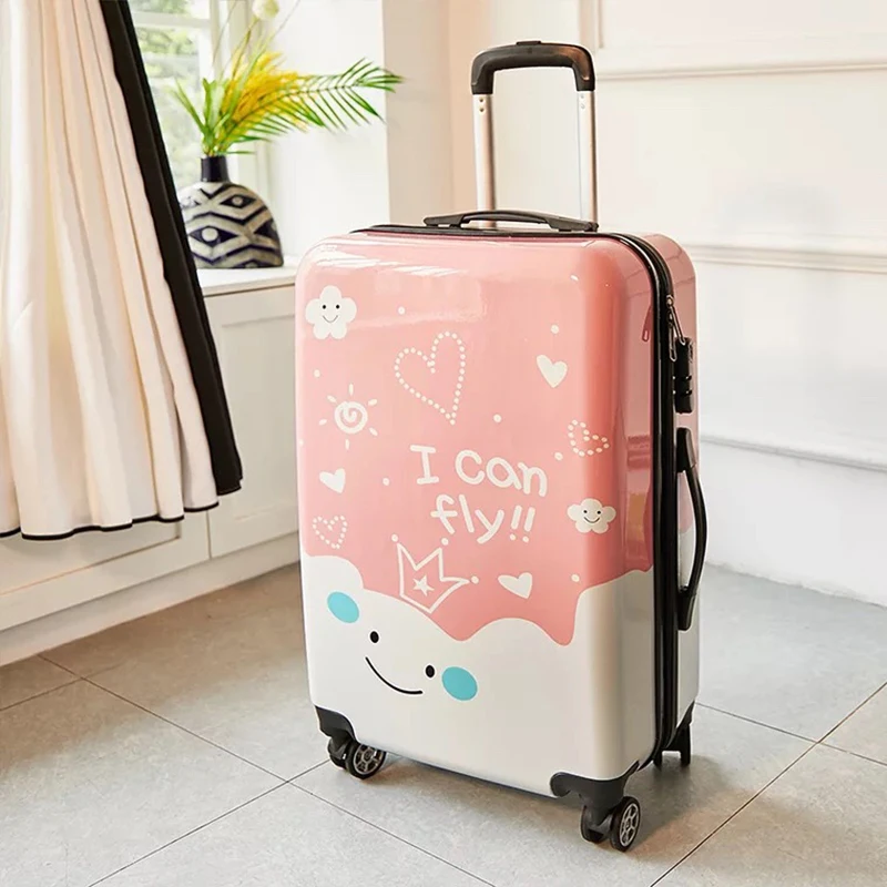 New fashion travel rolling luggage spinner carry on pc trolley suitcase bag men women cartoon luxury boarding box 20/24 inch