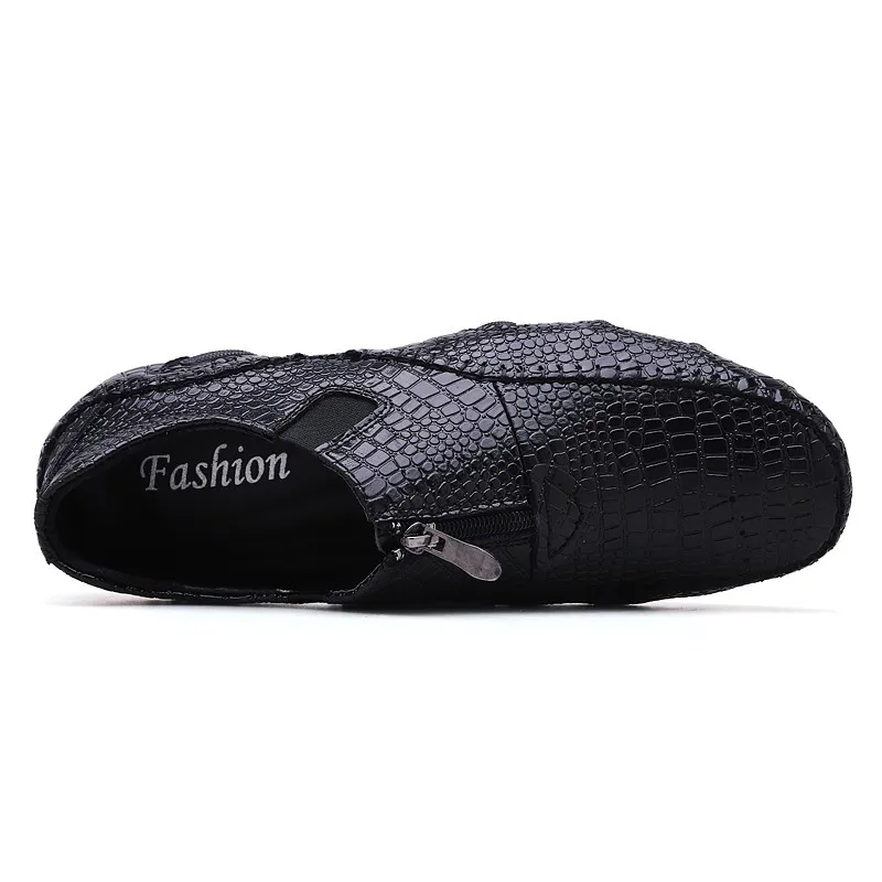 Men's Leather Casual Shoes Men Loafer Crocodile Genuine Leathers Moccasins Mens Loafers Leather Casual Boat Shoes Octopus Sole