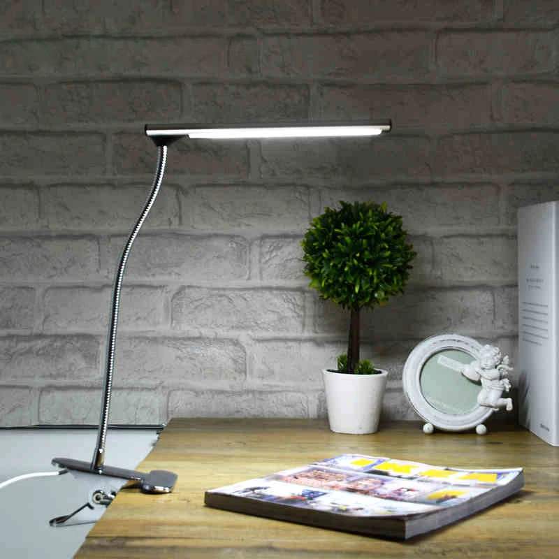 Настольная лампа Клип Светодиодный зажим Desklight Luminaria De Mesa USB порт для студенческого стола прикроватная тумбочка для спальни офисный гибкий свет из нержавеющей стали