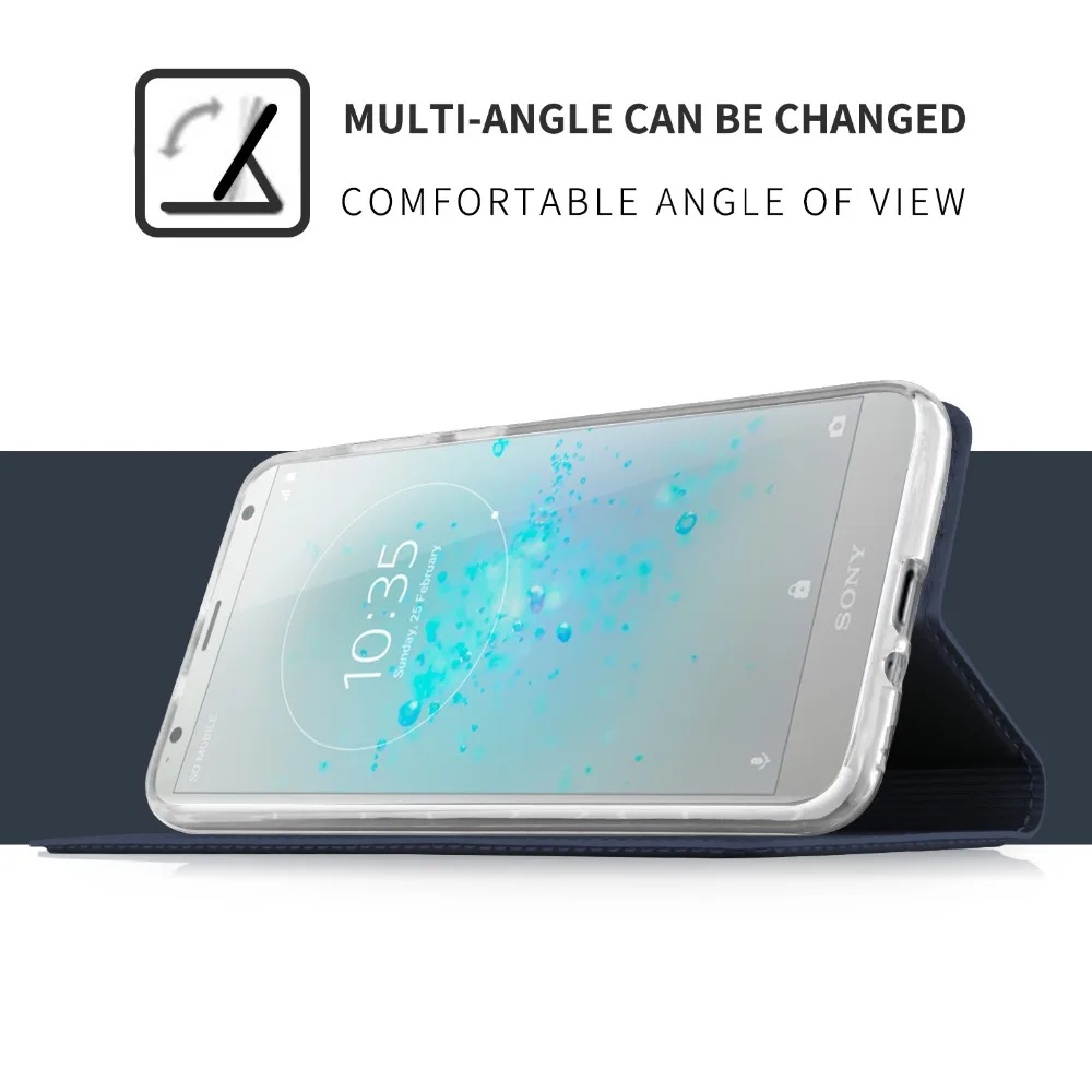 Флип чехол для Sony Xperia XZ2 XZ1 роскошный кожаный бумажник Compact Funda shell|Чехлы-портмоне| |