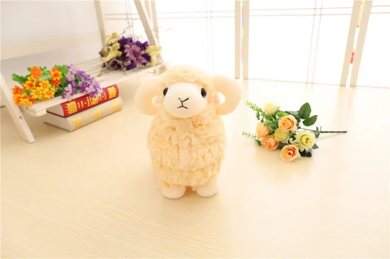 25cm/38cm/42cm Sheep Plush Toys Simulation Stuffed Animal Soft Doll Real Life Plush Sheep Toys For Children Baby Kids Gift - Цвет: Цвет: желтый