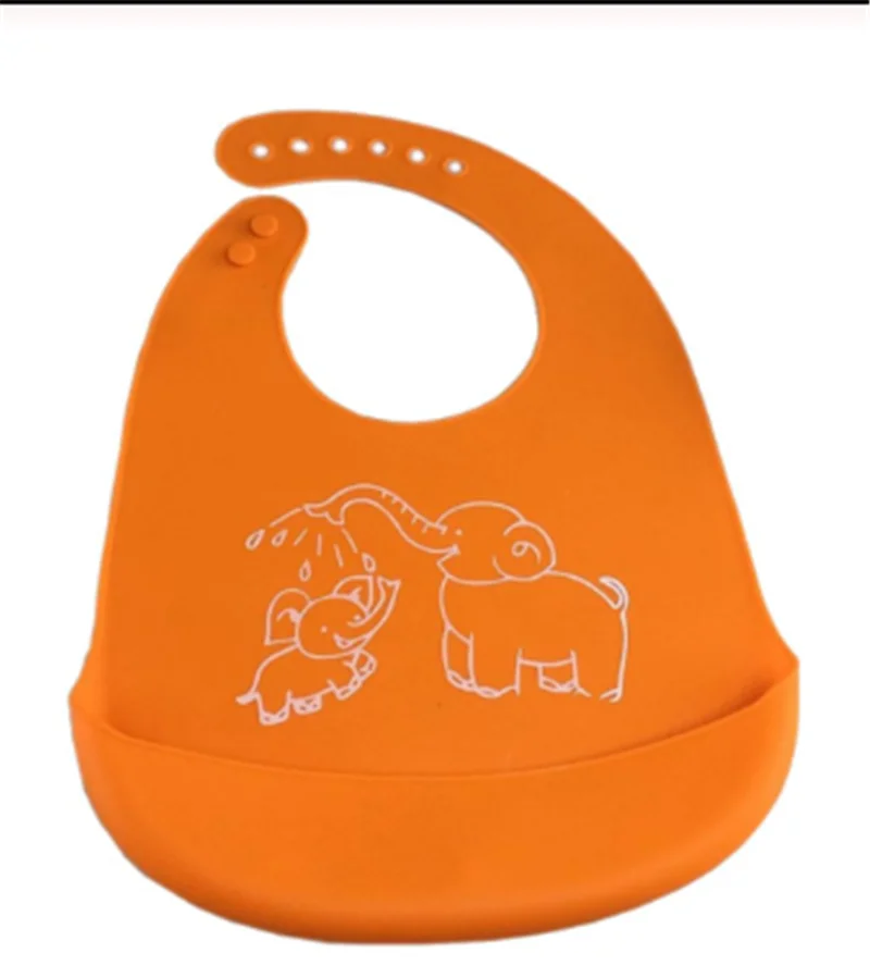 Cartoon Feeding Bib Baby Silicone Rice Bag Children Adjustable Waterproof Bib Silicone Feeding Boy Girl Bibs Apron