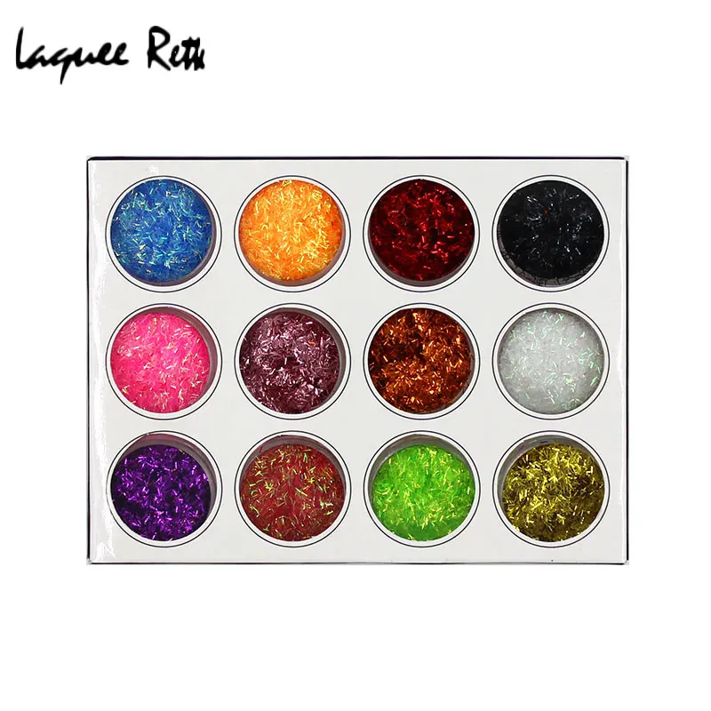 12 красивых цветов Блестящий лак для ногтей порошок пыль Мода полоса кружева
