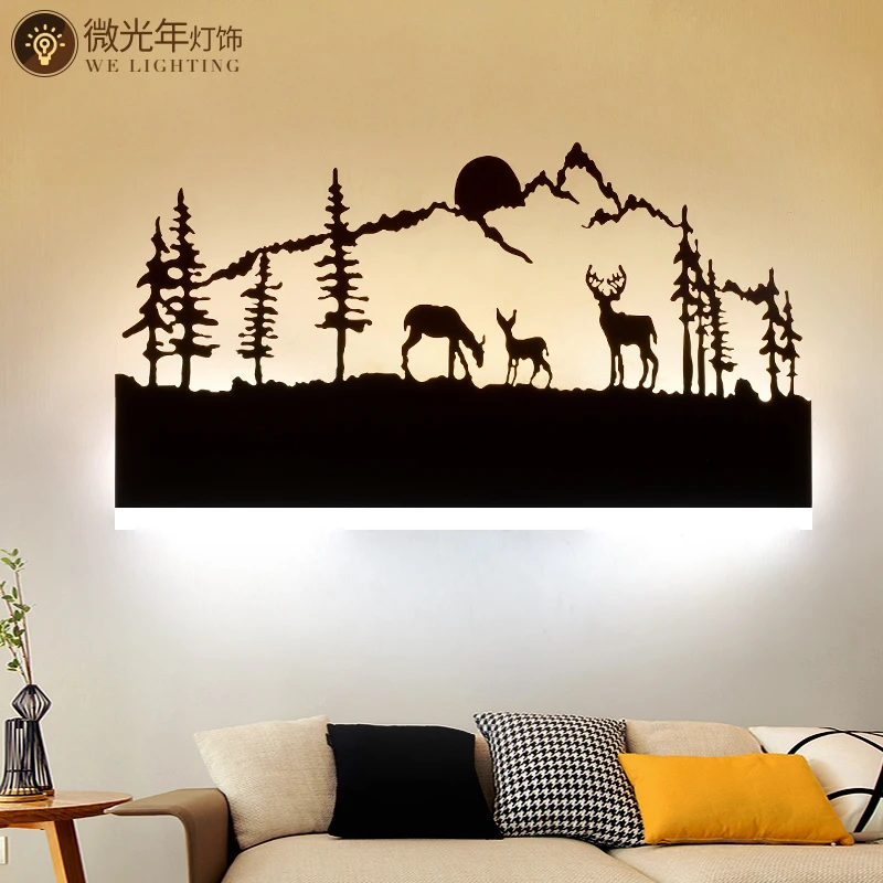 

Nordic Animal Romantic LED Wall Lamp Creative Painting 110-240V Modern Black Sconce Decoration For Bathroom Living Bed Room