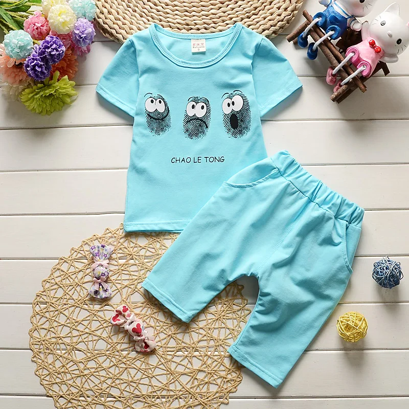 Высокое качество 2017 Лето Детские Хлопок Одежды Наборы Мальчики Девочки Костюмы