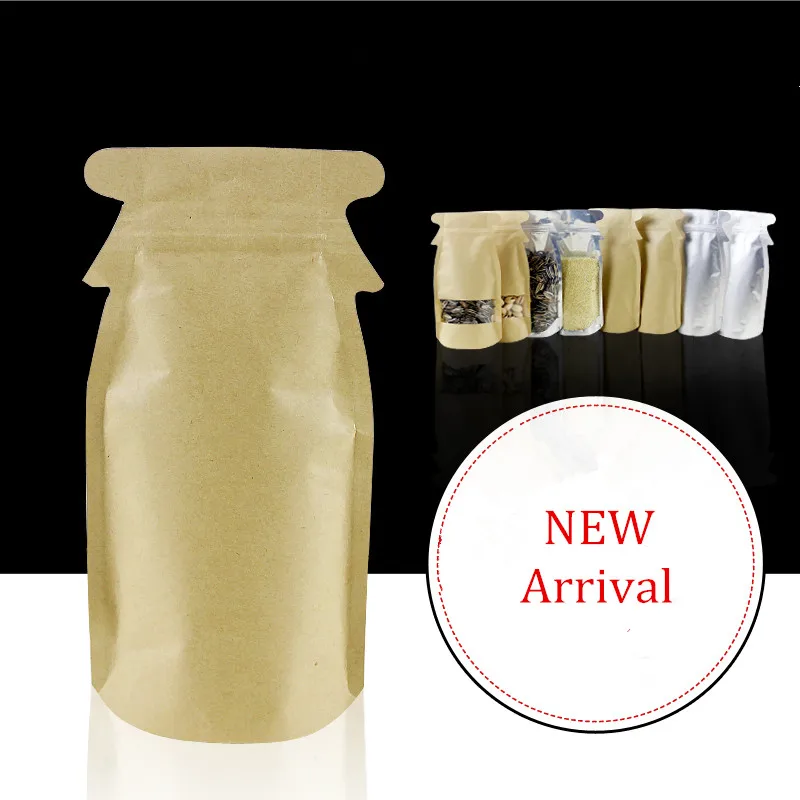 * Новый дизайн Вощеная крафт-бумага с застежкой-молнией бумажный пакет для орехов