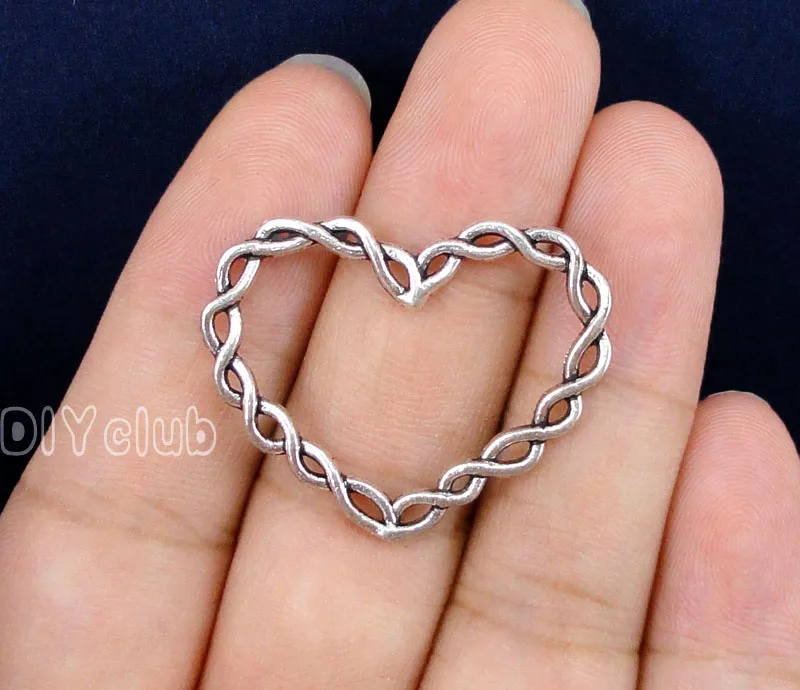 

40pcs-Antique Tibetan Silver Heart Connector Charm 33x26mm