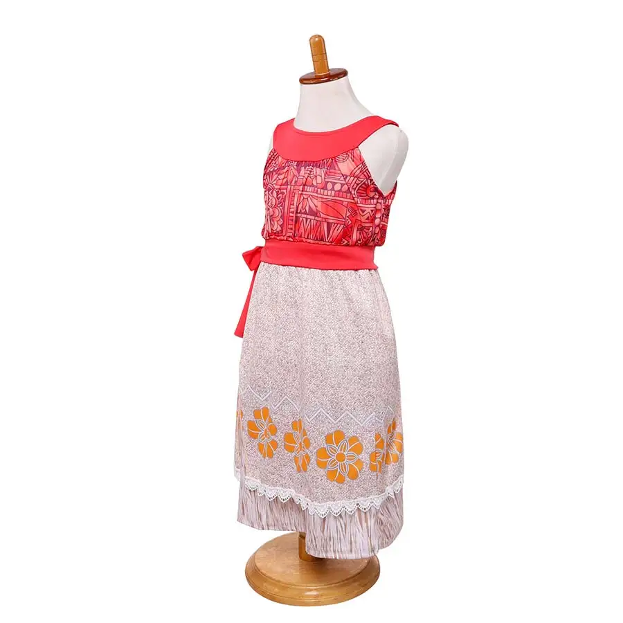 Princess Vaiana Moana Dress Costume with Necklace Wig Girls Kids Party Dresses Deluxe Costumes Cosplay Birthday Gifts | Тематическая