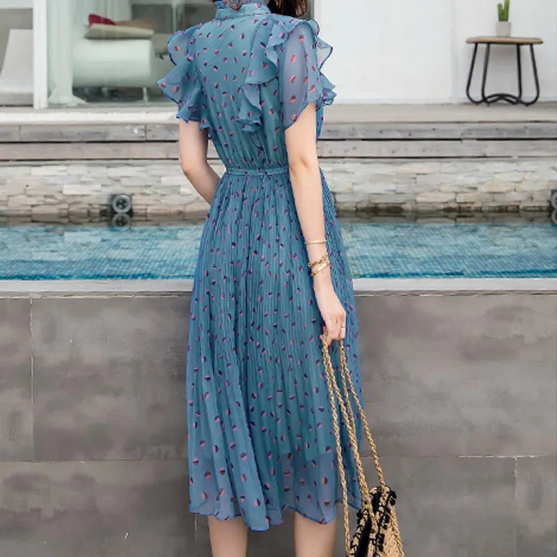 Женское платье с поясом на резинке свободное пляжное короткими рукавами и