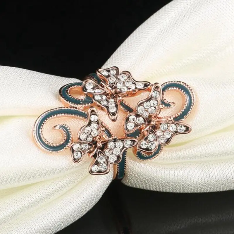 5 шт./лот модные стразы бабочка дизайн шарф Пряжка из сплава розового золота