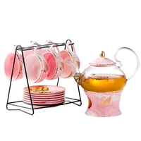 brief swan infuser glass tea pot set marble insulated glaze ceramic teapot cup set chinese kongfu tea flower tea maker gift box