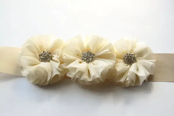 Свадебный ремень цвета слоновой кости с лентой для подружки невесты шифоновый
