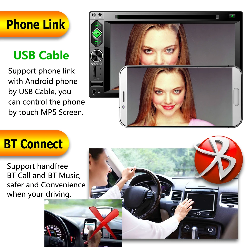 AMPrime 2 din автомагнитола 7 &quotBluetooth стерео 2din DVD CD мультимедийный плеер сенсорный