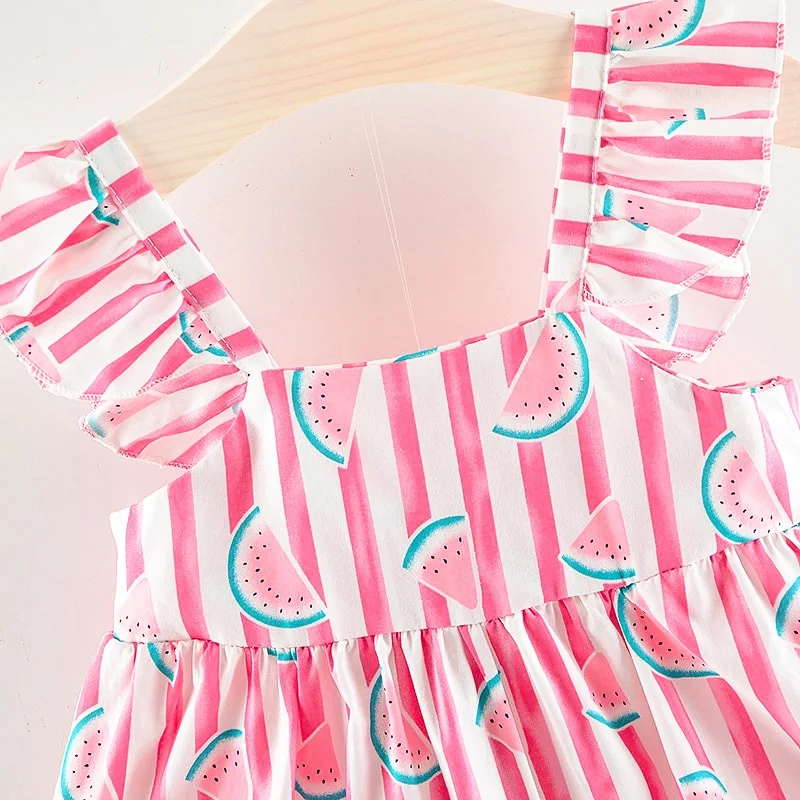 Kids Dresses for Girls Summer Style Princess Backless Dress Watermelon Clothes Casual Sleeveless Girl Baby Bow | Детская одежда и