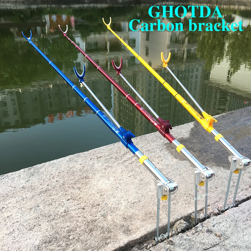 

Fishing Pole Stand Bracket for Fishing Rods Carbon Fiber Adjustable Telescoping Fishing Tool 1.7/2.1/2.4M