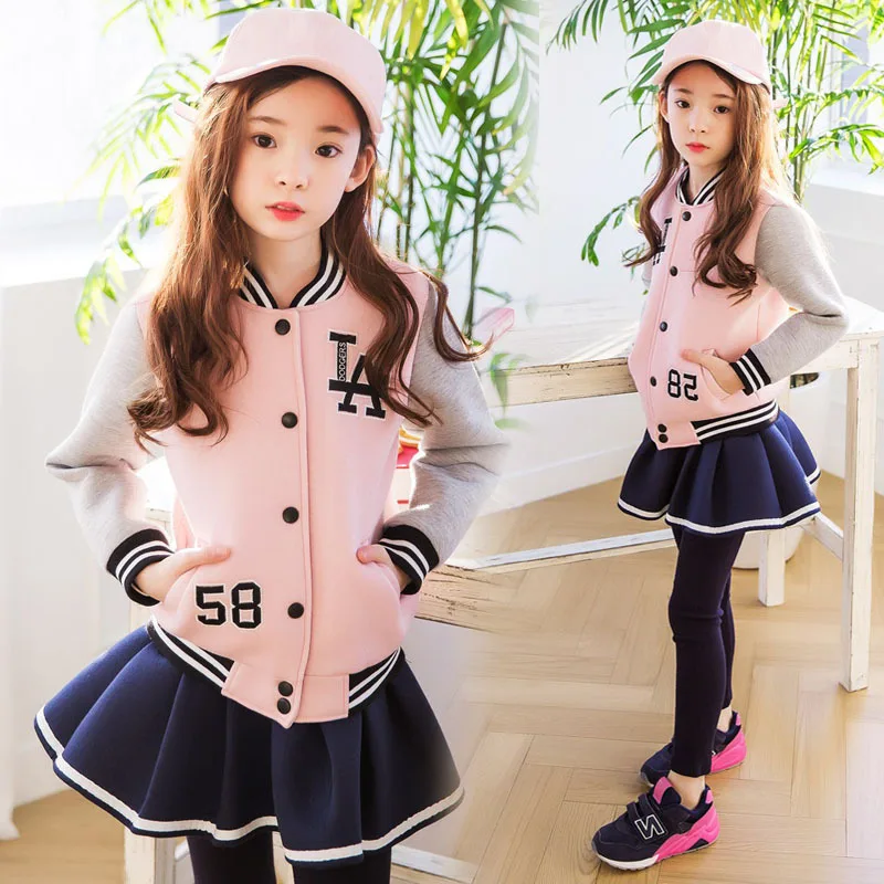 Фото Демисезонные бейсбольные куртки для маленьких девочек модная детская верхняя