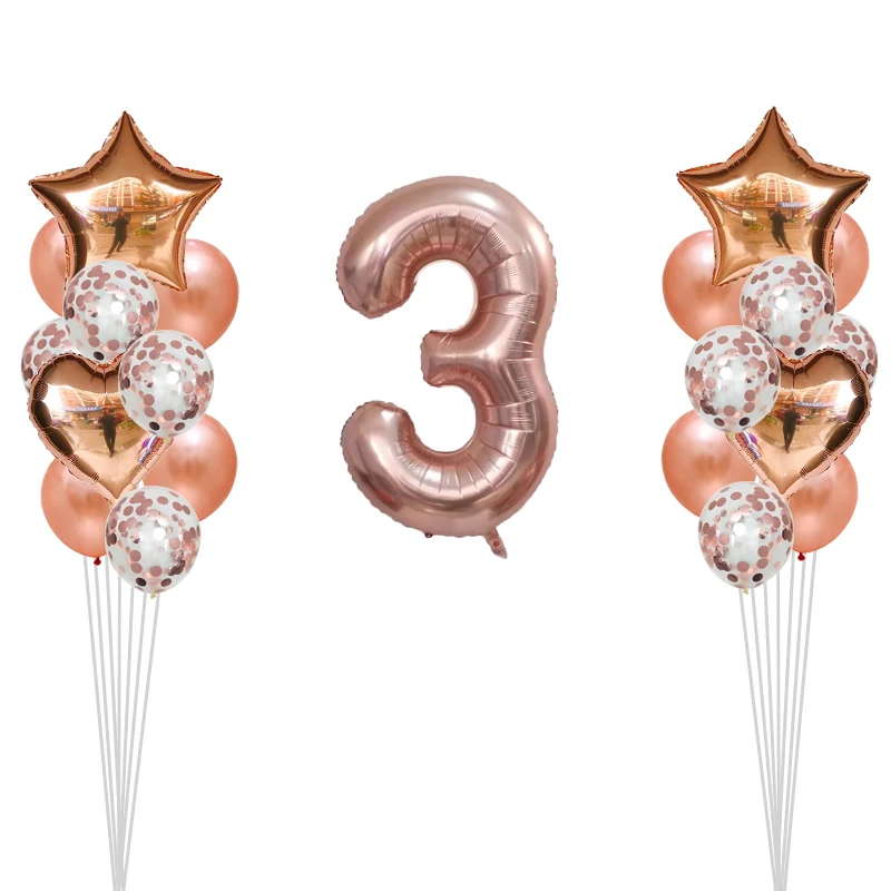 25 шт. Baby Shower 1st 30 декор для вечеринки в честь Дня Рождения 4" номер 1 фольга воздушные шары для маленьких мальчиков воздушные шарики для девочек латекс розовое золото конфетти
