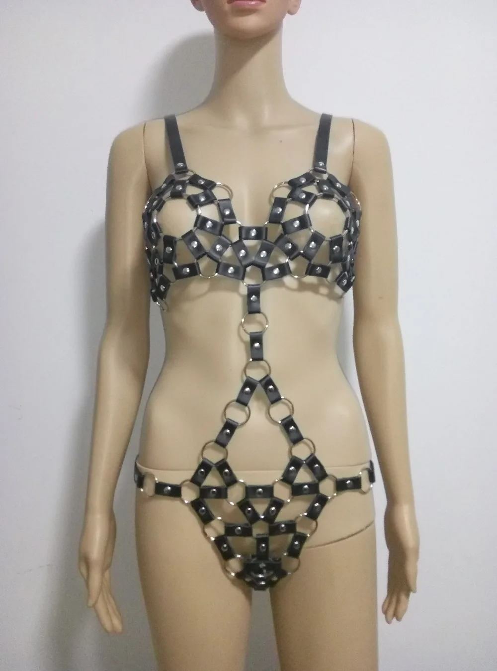 New Fashion Leather Style WRB970 Harness Bondage Beach Bra Chain Collar Goth Choker Necklace Jewelry Accessories | Украшения и