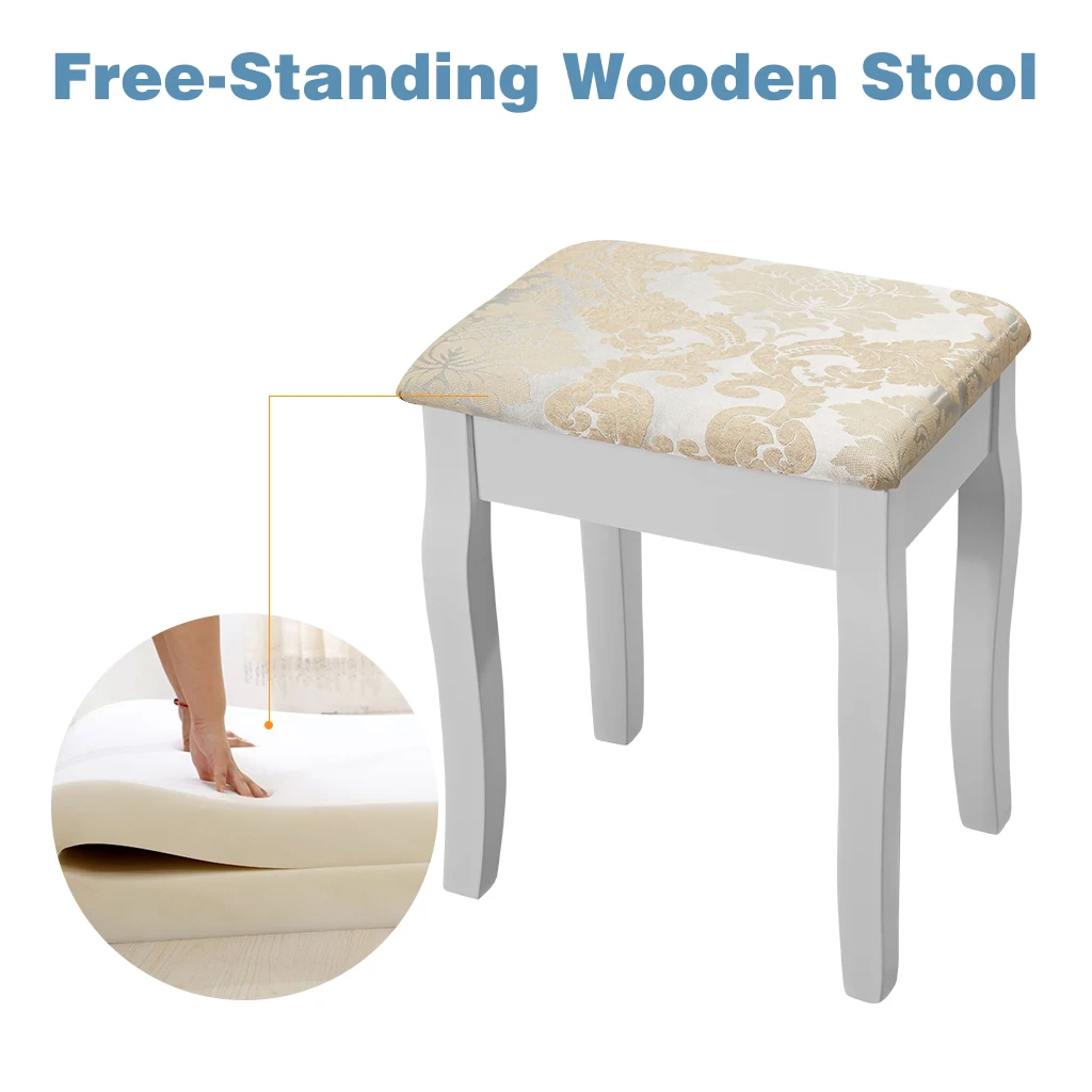 LANGRIA комоды для макияжа туалетный столик VanityStool набор регулируемое поворотное овальное зеркало 3 выдвижных ящика цельное прорезиненное дерево queen Anne Legs