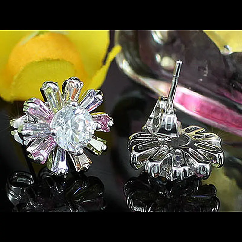 Разноцветные серьги гвоздики с павлиньими звездами и цветами из австрийских