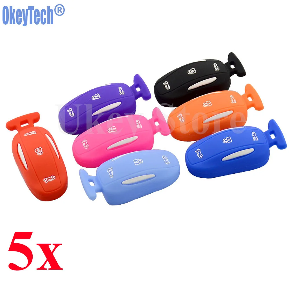 OkeyTech 5 шт./лот 3-кнопочный силиконовый умный чехол для ключа дистанционного