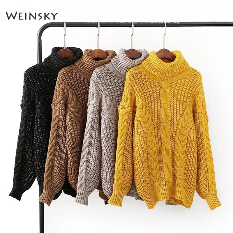Weinsky повседневные женские вязаные свитера и пуловеры водолазка для девушек осень