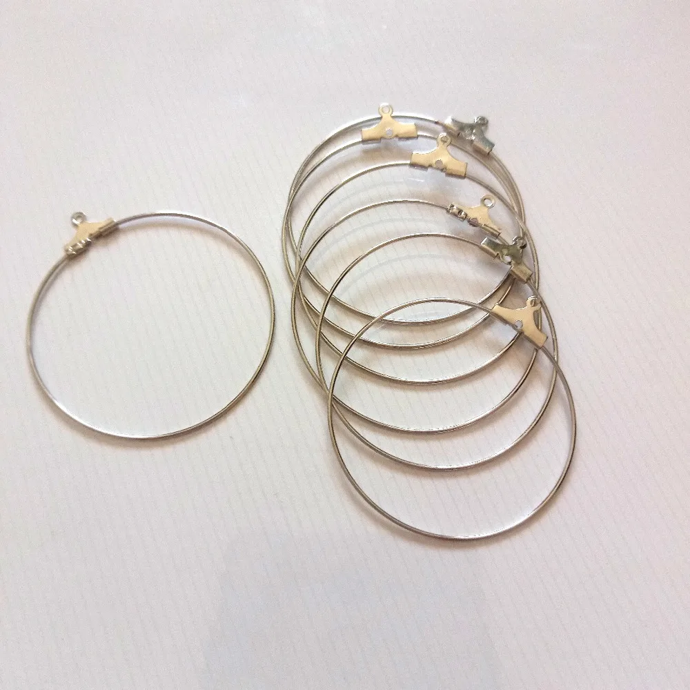 

Fashion Hot 200pcs 40mm Big Earrings With Hanging Circle Hoop Earring For Womens Jewelry Bijoux Accessory Diy Earring Findings