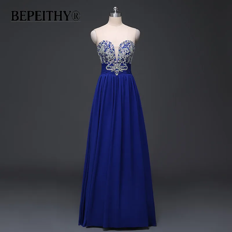 BEPEITHY женское вечернее синее платье шифон Vestidos De Festa выпускное длинное 2019|prom