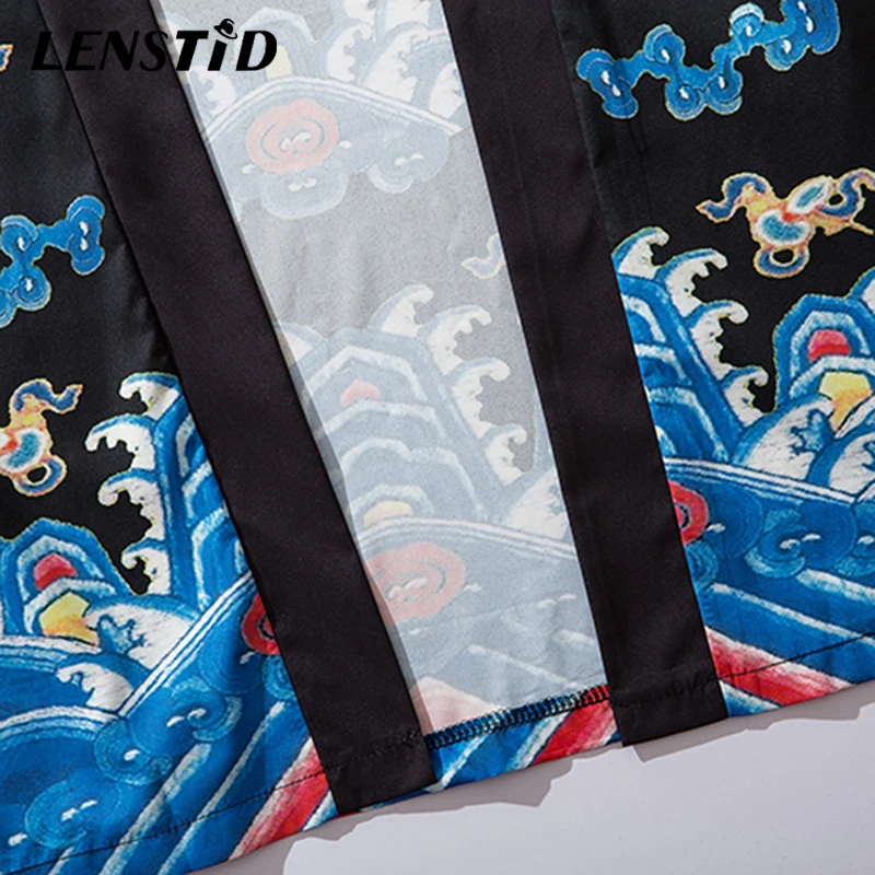Мужское кимоно в стиле Харадзюку LENSTID тонкое японское хип хоп летняя уличная